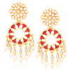 Sukkhi Attractive Gold Plated Pearl Meenakari Chandelier Earrings For Women