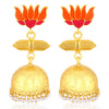 Sukkhi Exclusive Gold Plated Pearl Lotus Meenakari Jhumki Earrings For Women