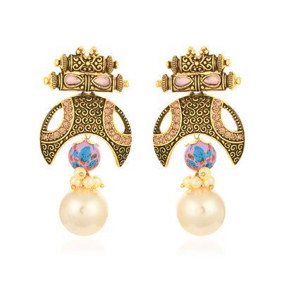 Sukkhi Astonish LCT and Pearl Gold Plated Earring for Women