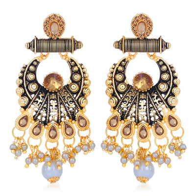 Sukkhi Fashionable LCT Gold Plated Pearl Chandbali Earring For Women