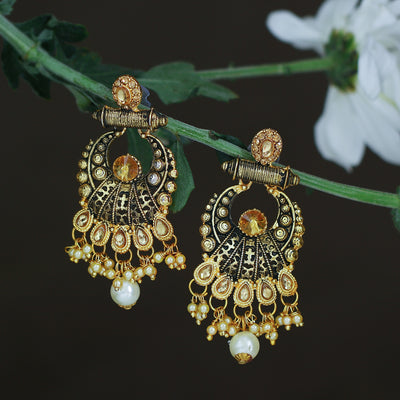 Sukkhi Fashionable LCT Gold Plated Pearl Chandbali Earring For Women