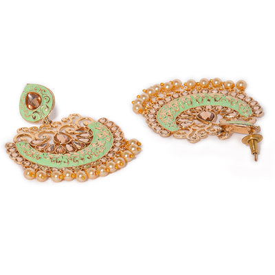 Sukkhi Trendy Mint Collection Gold Plated Chand Bali Earring for Women