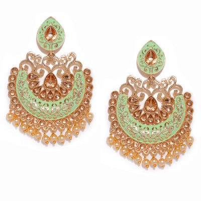 Sukkhi Trendy Mint Collection Gold Plated Chand Bali Earring for Women