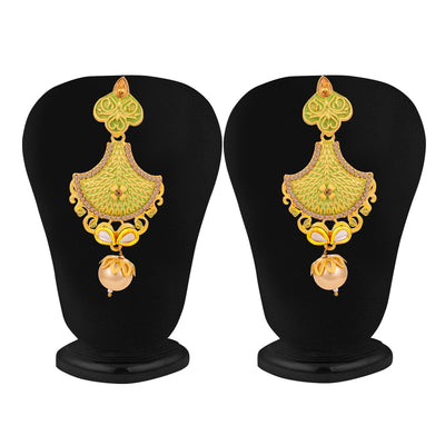 Sukkhi Modern Pearl Mint Meena Collection Gold Plated Earring for Women
