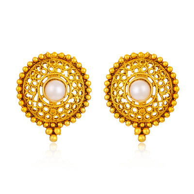Sukkhi Shimmering Pearl Gold Plated Earring for Women