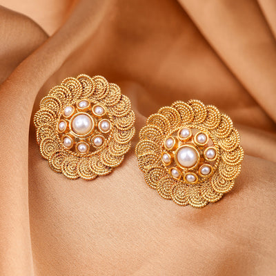 Sukkhi Pleasing Gold Plated Jalebi Stud Earring for Women