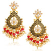 Sukkhi Glittery LCT Gold Plated Floral Pearl Meenakari Chandelier Earring For Women