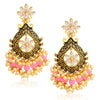 Sukkhi Classy LCT Gold Plated Floral Pearl Meenakari Chandelier Earring For Women