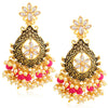 Sukkhi Designer LCT Gold Plated Floral Pearl Meenakari Chandelier Earring For Women