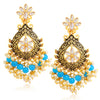 Sukkhi Exclusive LCT Gold Plated Floral Pearl Meenakari Chandelier Earring For Women