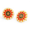 Sukkhi Glimmery Floral Gold Plated Pearl Meenakari Stud Earring For Women