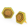 Sukkhi Classic LCT Gold Plated Hexagon Sky Blue Mint Meena Collection Stud Earring For Women