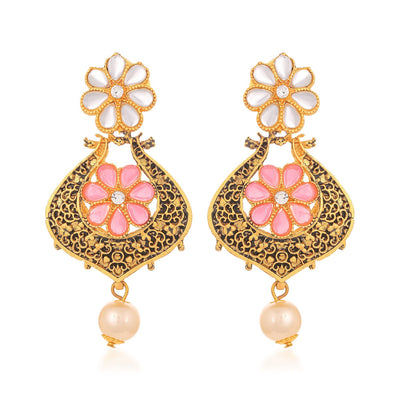 Sukkhi Dazzling Floral Kundan Gold Plated Earring for Women