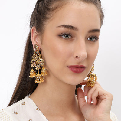 Sukkhi Wavy Gold Plated Dangle Jhumki Earring for Women