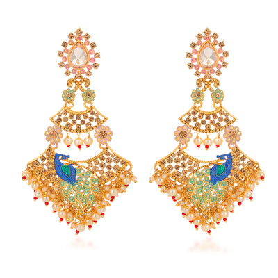 Sukkhi Glamorous Peacock LCT Gold Plated Earring for Women