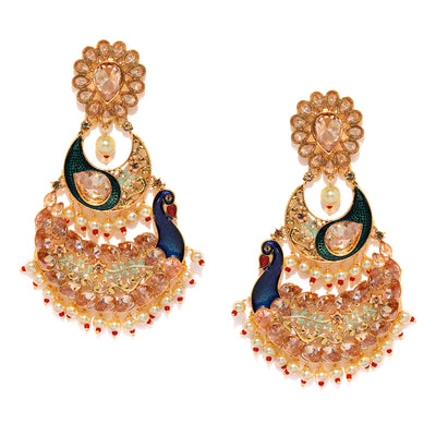 Sukkhi Elegant Meenakari Peacock Gold Plated Earring for Women