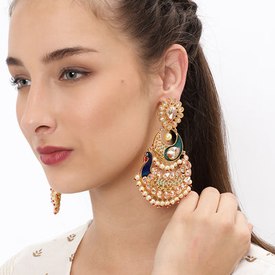 Sukkhi Elegant Meenakari Peacock Gold Plated Earring for Women