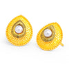 Sukkhi Glamorous Gold Plated Pearl Yellow Mint Meena Collection Stud Earring For Women