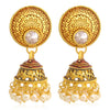 Sukkhi Elegant Gold Plated Pearl Maroon Mint Meena Collection Jhumki Earring For Women