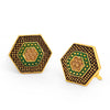 Sukkhi Spectacular LCT Gold Plated Hexagon Green Mint Meena Collection Stud Earring For Women