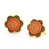 Sukkhi Floral LCT Gold Plated Pink Mint Meena Collection Stud Earring For Women