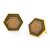 Sukkhi Precious LCT Gold Plated Hexagon Blue Mint Meena Collection Stud Earring For Women