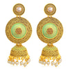 Sukkhi Glitzy LCT Gold Plated Pearl Sky Blue Mint Meena Collection Chandelier Jhumki Earring For Women