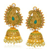 Sukkhi Glamorous LCT Gold Plated Paisley Pearl Green Mint Meena Collection Jhumki Earring For Women