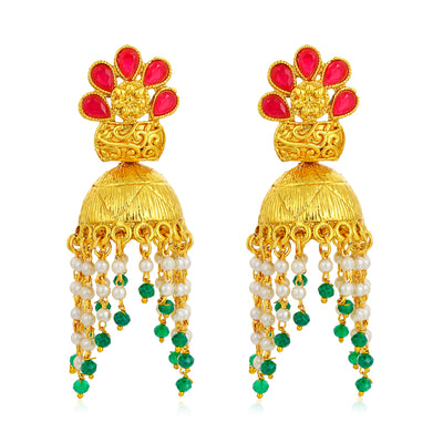 Sukkhi Glamorous Gold Plated Pearl Chandelier Earring for Women