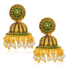 Sukkhi Adorable Gold Plated Pearl Green Mint Meena Collection Jhumki Earring For Women