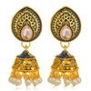 Sukkhi Eye-Catchy Gold Plated Pearl Purple Mint Meena Collection Jhumki Earring For Women