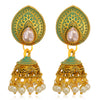 Sukkhi Dazzling Gold Plated Pearl Sky Blue Mint Meena Collection Jhumki Earring For Women