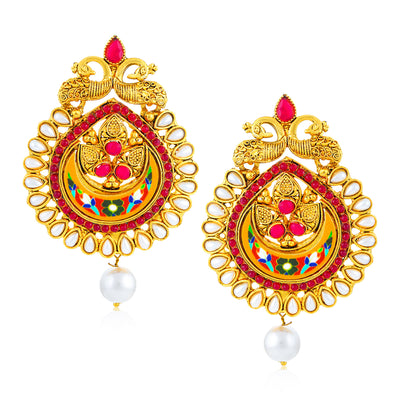 Sukkhi Pleasing Gold Plated Peacock Dangle Earring for Women
