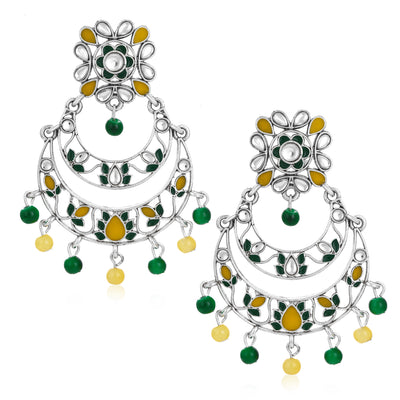 Sukkhi Beguiling Oxidised Kundan Chand Bali Earring for Women