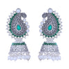 Sukkhi Sparkling Oxidised Paisley Mint Collection Pearl Jhumki Earring For Women