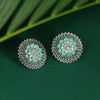 Sukkhi Delicate Rhodium Plated Mint Collection Stud Earring For Women