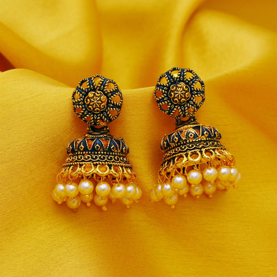 Sukkhi Beautiful Gold Plated Mint Collection Pearl Jhumki Earring For Women