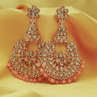 Sukkhi Glimmery LCT Rose Gold Plated Chandbali Earring For Women