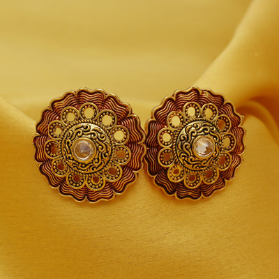 Sukkhi Floral Gold Plated Mint Collection Stud Earring For Women