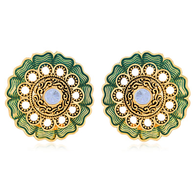 Sukkhi Classic Gold Plated Mint Collection Stud Earring For Women