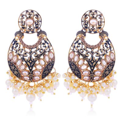 Sukkhi Sparkly LCT Gold Plated Pearl Chandbali Earring For Women