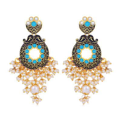 Sukkhi Glorious LCT Gold Plated Pearl Chandelier Earring For Women