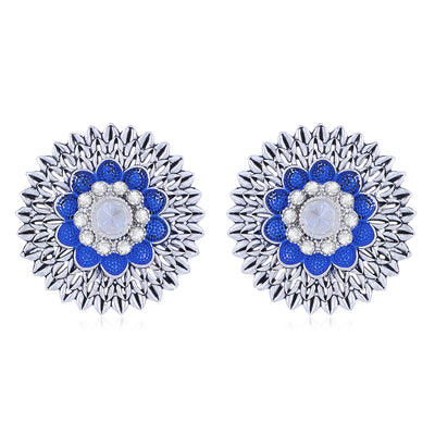 Sukkhi Classy Rhodium Plated Mint Collection Stud Earring For Women