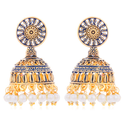 Sukkhi Delicate Gold Plated Mint Collection Pearl Jhumki Earring For Women