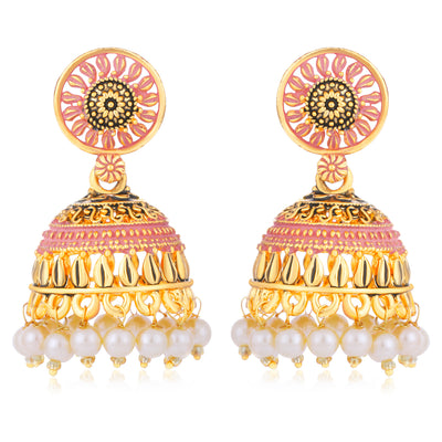 Sukkhi Eye-Catchy Gold Plated Mint Collection Pearl Jhumki Earring For Women