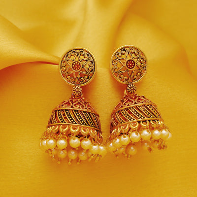 Sukkhi Delightful Gold Plated Mint Collection Pearl Jhumki Earring For Women