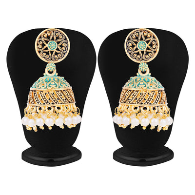 Sukkhi Shimmering Gold Plated Mint Collection Pearl Jhumki Earring For Women