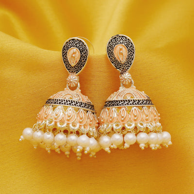 Sukkhi Stylish Mint Collection Pearl Oxidised Jhumki Earring For Women