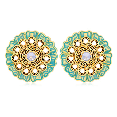Sukkhi Attractive Gold Plated Mint Collection Stud Earring For Women