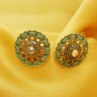 Sukkhi Attractive Gold Plated Mint Collection Stud Earring For Women